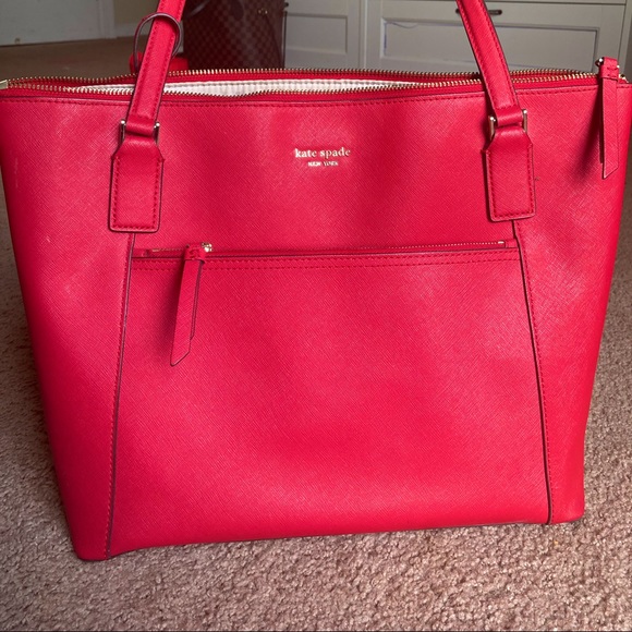 Leather Kate Spade Red Tote and Matching Wallet - Picture 1 of 11